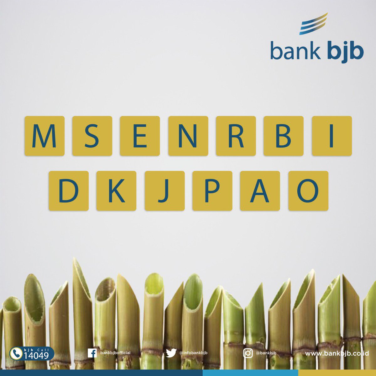 infobankbjb's tweet photo. Kata apa saja yg bisa di buat dari huruf acak dibawah? Yang berhubungan dgn #bankbjb dan bulan Agustus ya! 😁🇮🇩
#bjbTrivia #bjbMerahPutih https://t.co/1pG7C6EvvX