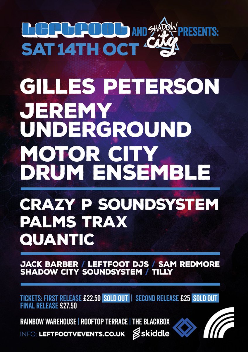 gillespeterson's tweet photo. October in Birmingham !! with @motorcitydrum, Jeremy Underground, @quanticmusic @crazypmusic ...and more! (https://t.co/YKTs73AFzk https://t.co/GDpUtHQk0D