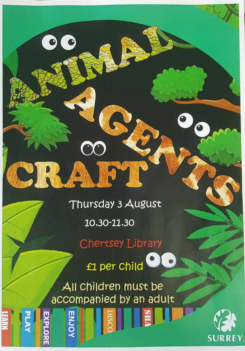 ChertseyLib's tweet photo. Join us at #Chertsey #Library for #AnimalAgents #craft event TODAY at 10:30 & make a paper plate #snakemobile! Only £1! @SurreyLibraries https://t.co/hbJ5IOH8X6