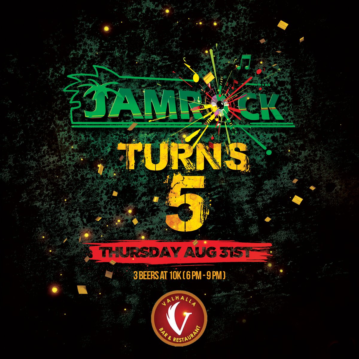 naselow's tweet photo. 🚨🚨🎉 CELEBRATION ALERT: 🚨🚨 🎉 
    
#JAMROCKTURNS5 @valhallakampala on the 31.08.2017.  please RT for a friend : 🙏🙏🙏 https://t.co/fbVG7zdfPO