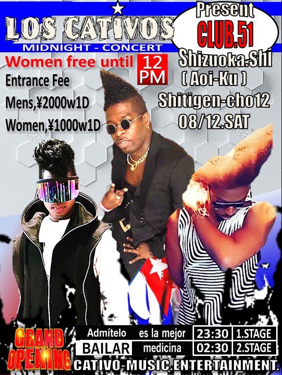 LOSCATIVOS's tweet photo. 8/12(sat)LOS CATIVOS LIVE @Shizuoka"CLUB.51" https://t.co/8vans14HTT