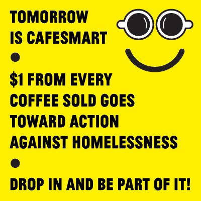 Remember your gold coins tomorrow if everyone donates we will DOUBLE the money to <a href="/StreetSmartAust/">StreetSmartAustralia</a> #cafesmart Lets make it the best ever!