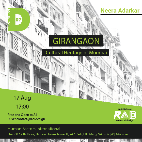 RADdesignstudio's tweet photo. Watch Neera Adarkar -architect and urban researcher- share her work at Deconstruct 07-Thursday 17 Aug, at RAD #deconstruct2017 #socialchange https://t.co/ocRANDNDmq