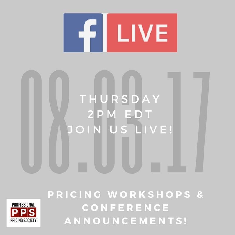 PricingSociety's tweet photo. Join us this afternoon on #FacebookLive for a new #PricingChat! https://t.co/N7FL98Z95M