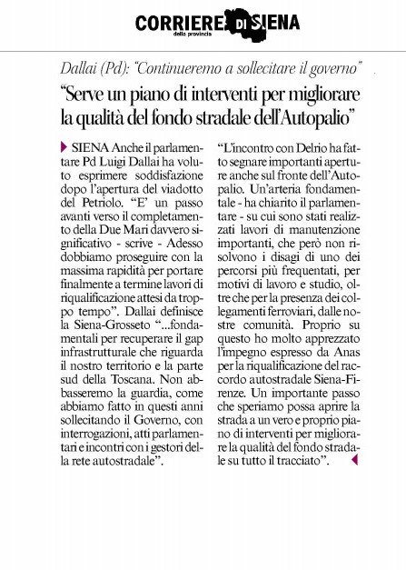 #duemari #autopalio infrastrutture della Toscana del sud. Sul <a href="/CorrierediSiena/">Corriere di Siena</a>  di oggi #3agosto