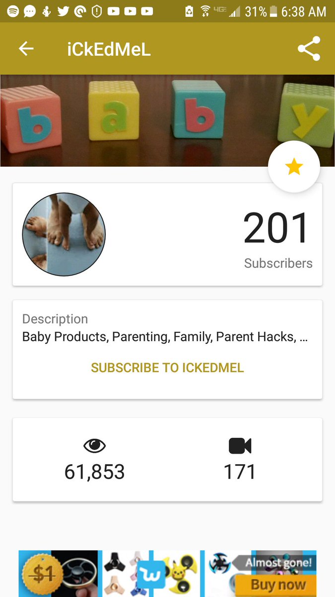 iCkEdMeL's tweet photo. Thanks everyone 4 helping me reach 200 #subscribers #YouTube appreciate you! #dad2017 #dad #parenting #dadlife @iRetweetYouTube @TheYTForum https://t.co/F2kjmjZTVT