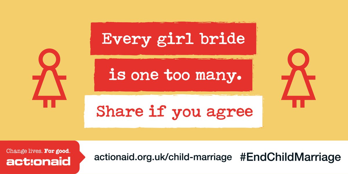 ActionAidUK's tweet image. Every child bride is one too many. RT if you want child marriage to become a thing of the past! bit.ly/2tUXYJ5  #endchildmarriage