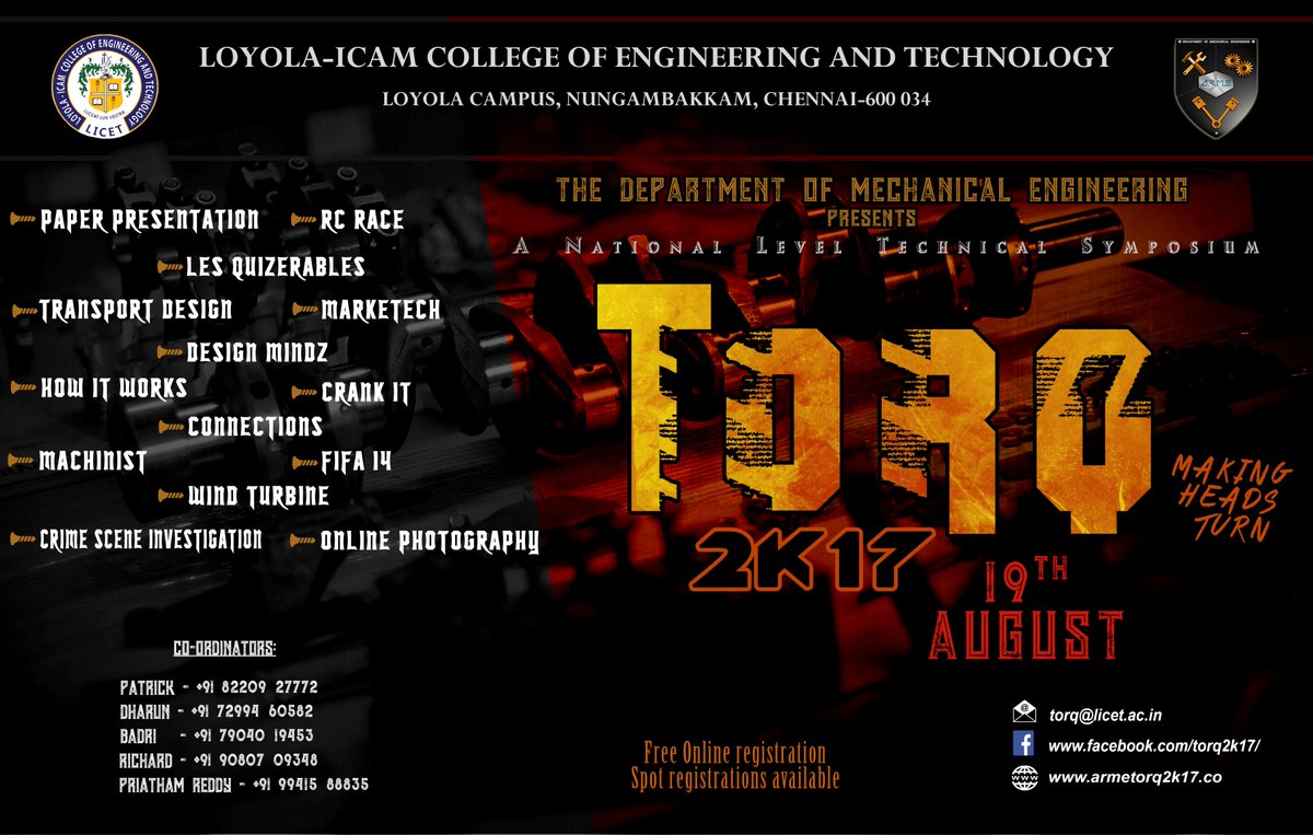 systemadmin2016's tweet image. Department Of Mechanical Engineering Torq Symposium2017