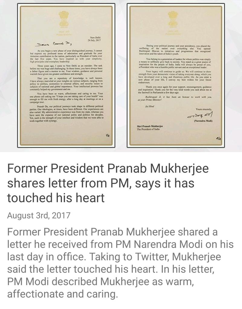 Constitutionalism! Former President Pranab Mukherjee shares letter from PM, says it has touched his heart
nm-4.com/jo84 via NMApp