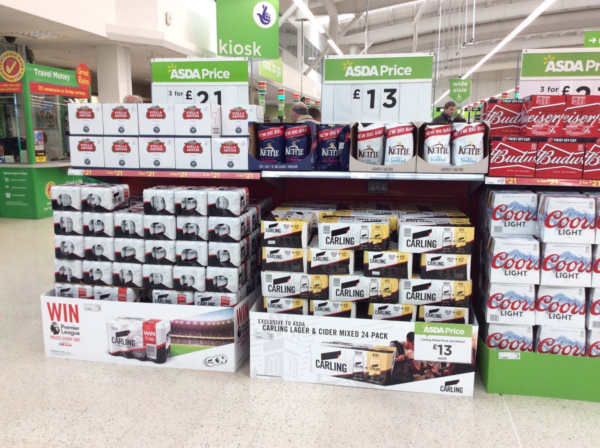PowerforceMCD1's tweet photo. In @asda Gateshead make sure not to miss out on this great promotion of @carling 24pk including 4 cans of Carling Cider #mixed  for ONLY £13 https://t.co/hT86Jw5ncA