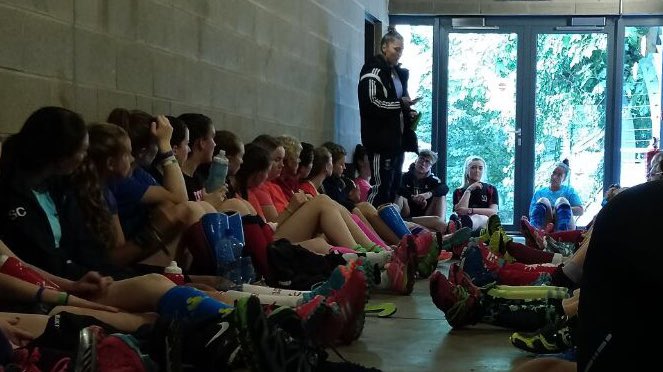 sportsplusCIS's tweet photo. Lena sharing with the hockey players about playing sport as worship #Belfast1 #sportsplus2017 https://t.co/mbqXJjP7LH