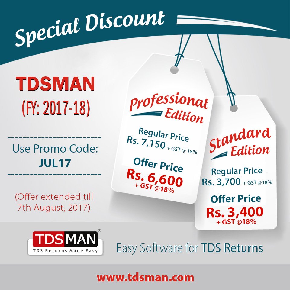 TDS_MAN's tweet image. Get Special Discount on TDSMAN (FY: 2017-18) Software.
#TDS #TDS_Returns #TDS_Software
Order Now &amp;gt;&amp;gt; tdsman.com/pricing.asp?co…