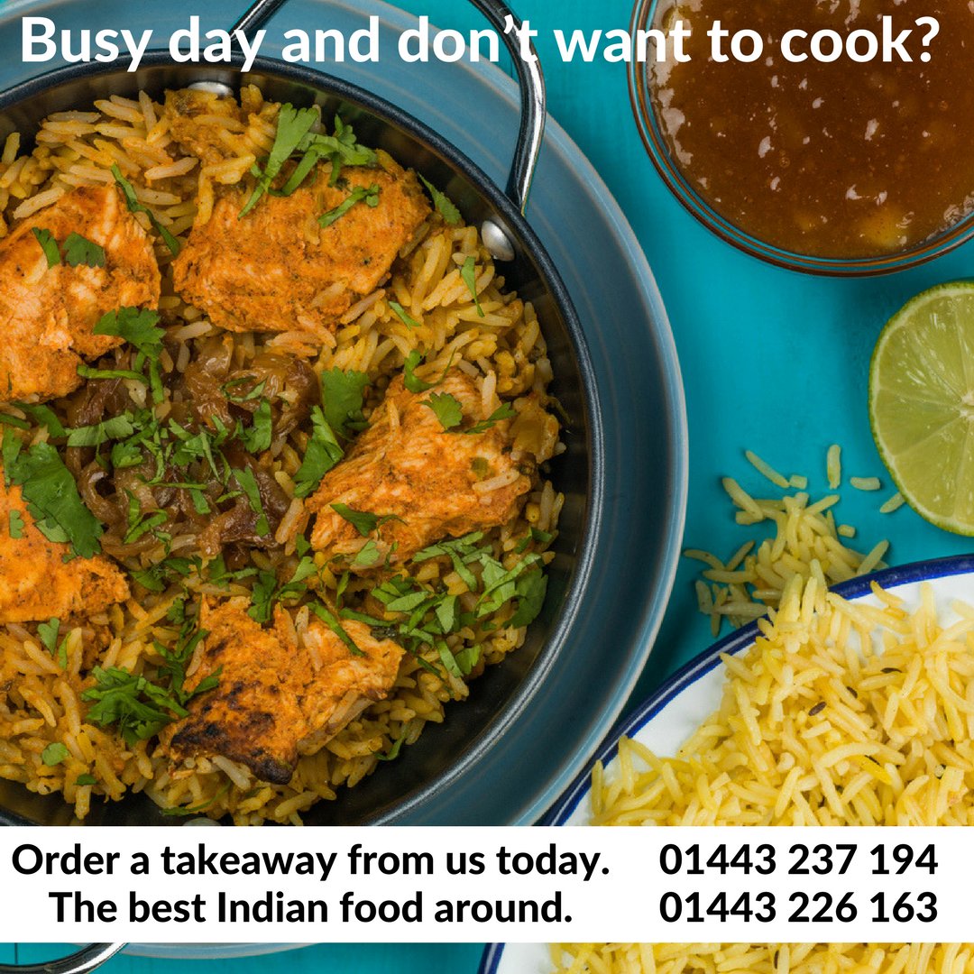 RestaurantPalm's tweet photo. Busy day and don’t want to cook? Order a takeaway from us today. The best Indian food around. Call 01443 237 194 now. https://t.co/Hyo85fExHP