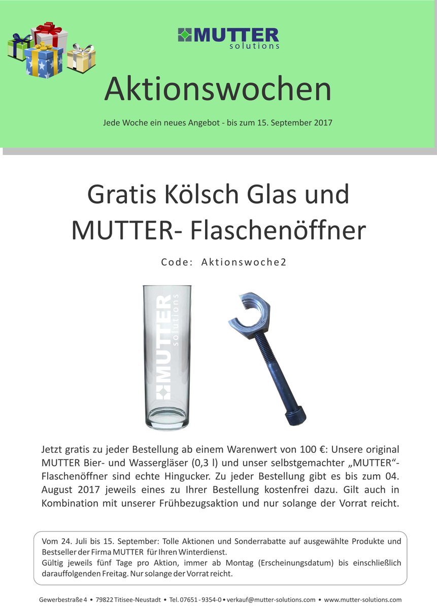 solutionsMutter's tweet image. Nur noch heute und morgen! #gratis Glas und Flaschenöffner zu jeder Bestellung bei unseren #Aktionswochen