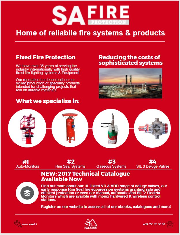 The New SA Fire 2017 Technical Catalogue is available NOW!
Register online to access the soft copy, our E-books, Brochures and more.