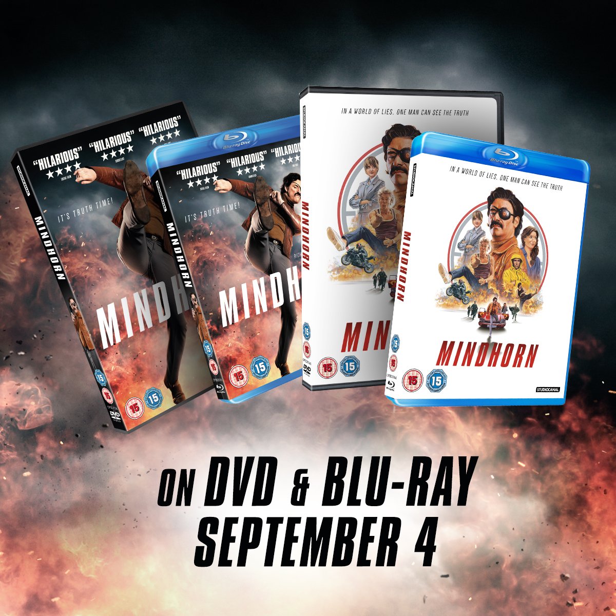 Tough on crime, easy on the eye. The #Mindhorn DVD &amp; Blu-ray will feature REVERSIBLE covers. Pre-order now: scnl.co/MindhornDVD.