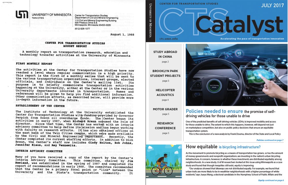 UMNCTS's tweet photo. Hot off the presses in August 1988: the first issue of the CTS Report! 24 years & 285 issues later, it was replaced by Catalyst #TBT #cts30 https://t.co/8NRTpBa4nq