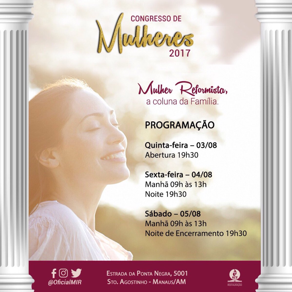 RedeMulheresMIR's tweet photo. E o nosso Congresso de Mulheres começa HOJE! Se liga na programação. Esperamos por vocês no @OficialMIR às 19h30. #BemVindas ❤️👸🏻 https://t.co/2wrxKXmcGJ