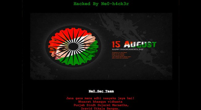 kolkata24x7eng's tweet photo. Pak Govt #Website Hacked, Indian Independence Day Greetings, National Anthem Posted
https://t.co/wcjvpa7I2f #BreakingNews #Hack #Indiapak https://t.co/TQsqvn8eSn