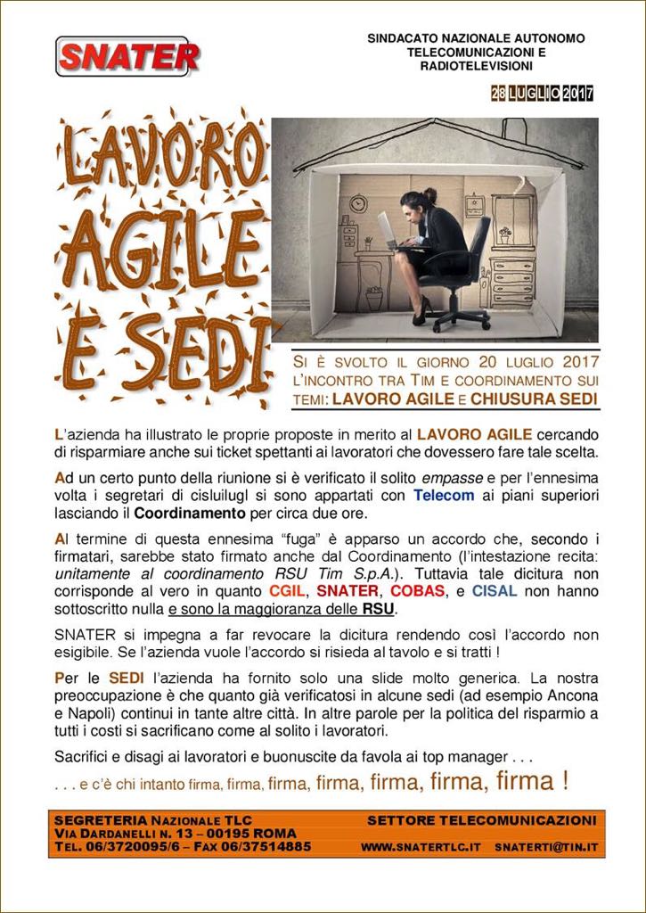 SnaterTLCLazio's tweet photo. #Tim #telecomitalia #lavoro #agile https://t.co/4IEQ1NplnT
