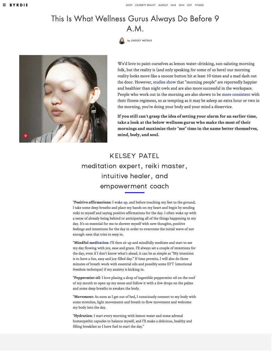 This Is What Wellness Gurus Always Do Before 9 A.M. --> I share some of my favorite tips!! byrdie.com/wellness-gurus #wellness #morning