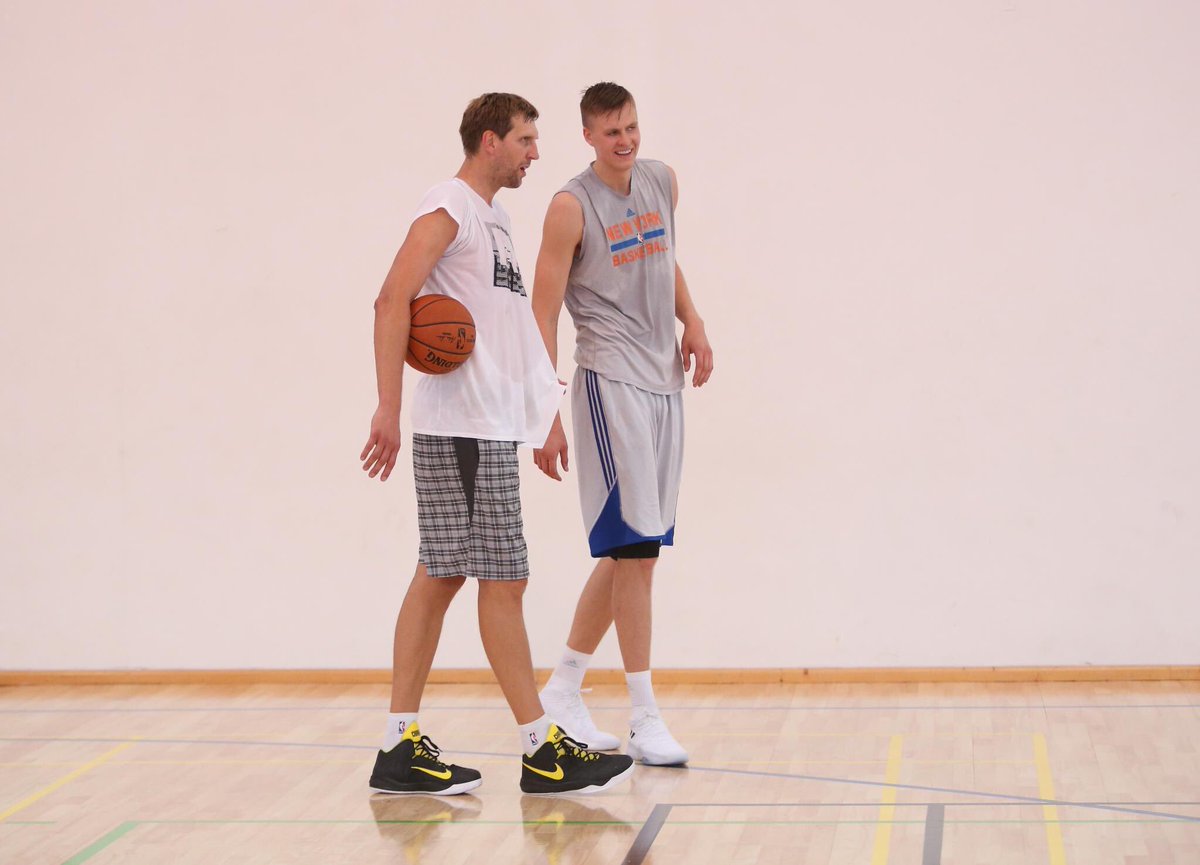 DefPenHoops's tweet photo. Kristaps Porzingis working with Dirk Nowitzki 👀 https://t.co/Nqiwcsn9P5