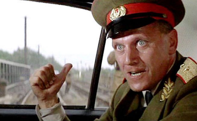 Happy birthday to Steven Berkoff, so great as crazed Soviet Gen. Orlov in OCTOPUSSY. \"Follow that car!\" 