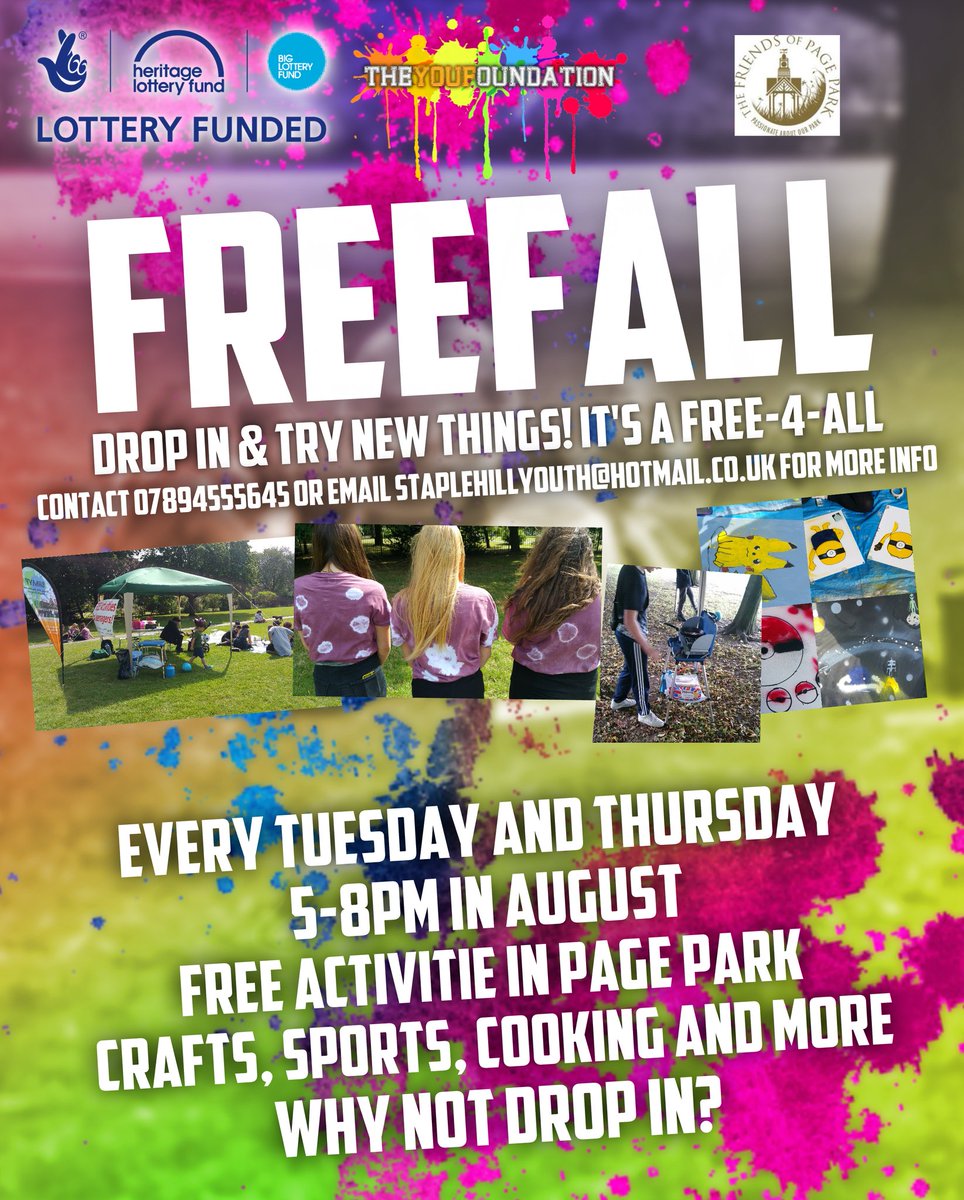Free activities for young people in #PagePark #StapleHill every Tuesday and Thursday through the summer.