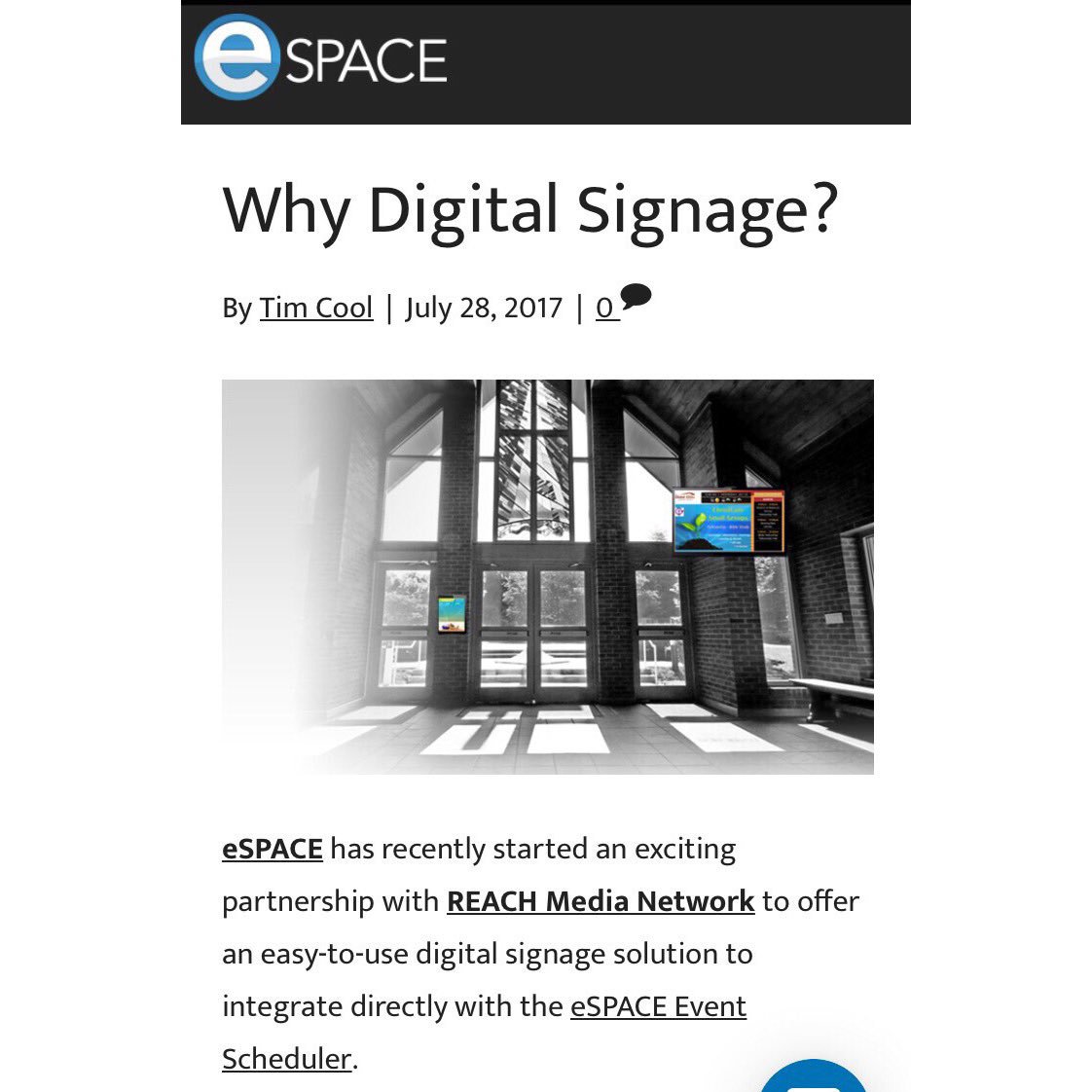 REACHMediaNet's tweet image. REACH is thankful for our continued partnership with eSpace! #digitalsignage #eventscheduler #espace #reachmedianetwork