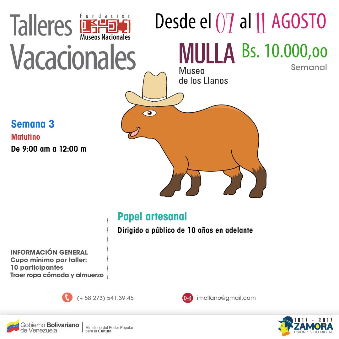 mbaccs's tweet photo. Museo de los Llanos invita a sus vacacionales 2017! https://t.co/cGaLVvO0eY