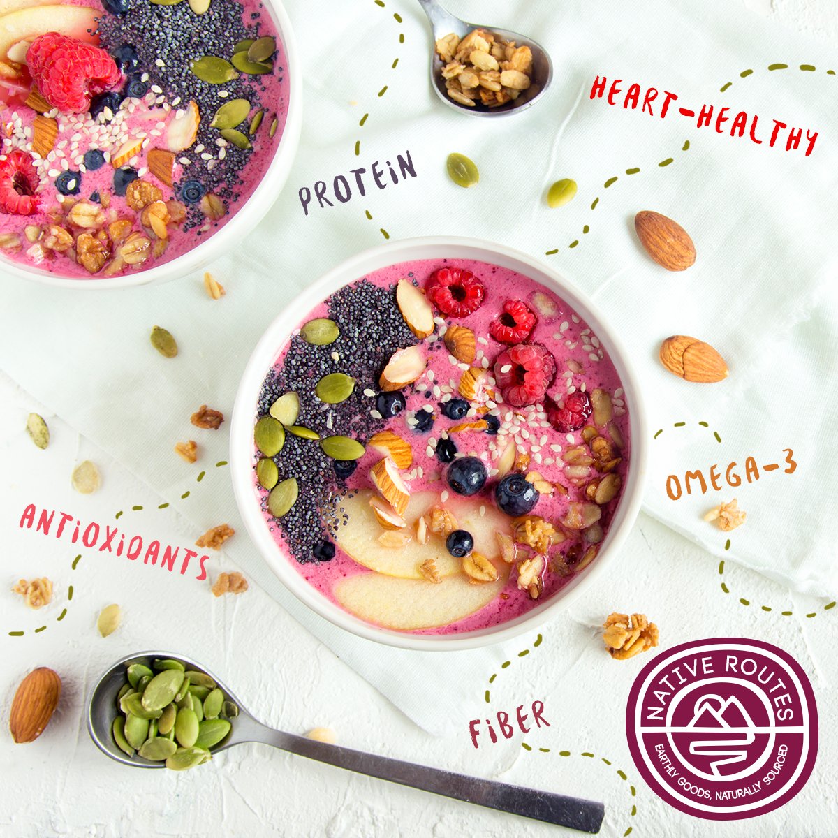 nativeroutes's tweet photo. Antioxidant, protein, heart-health, omega-3, fiber, antioxidant, etc. β these are just a few good for you nuts. #GrabsomeNuts #NativeRoutes https://t.co/Kn69pS9XHa