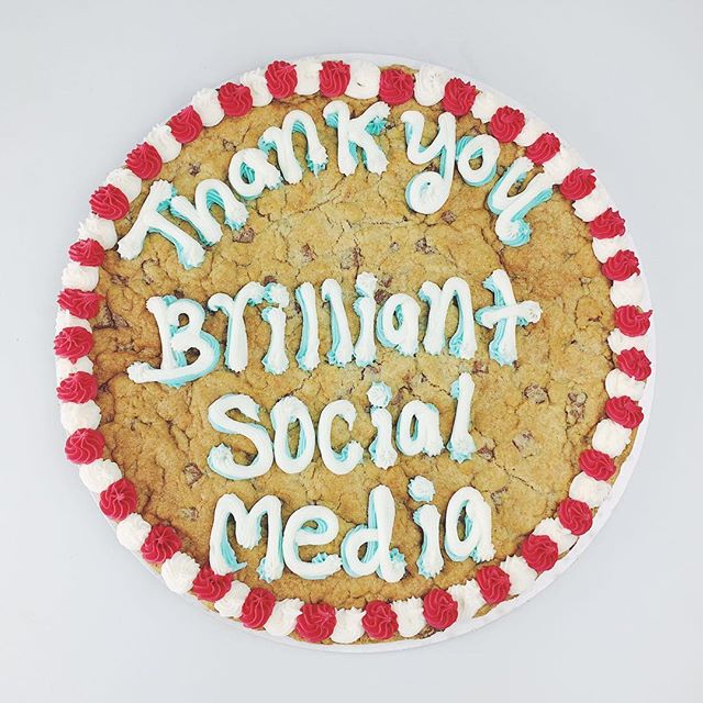 brilliantsocial's tweet photo. Our awesome Intern Amy has done a great job, then she rocked up with a giant cookie, which has won her 16 extra brownie points 🍪 Cheers Amy! https://t.co/EY6njJinc7