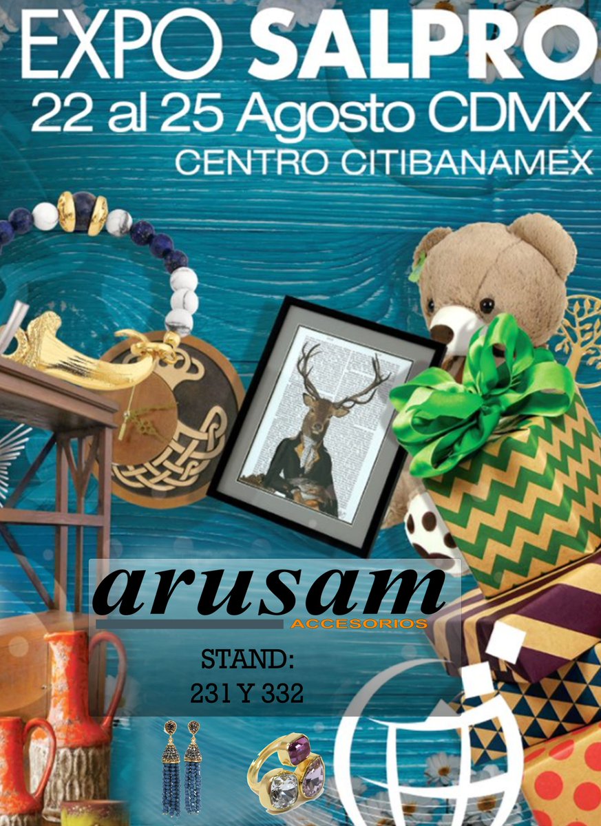 Arusam's tweet photo. Estaremos en #Salpro... Los esperamos del 22 al 25 de Agosto en #CentroCitibanamex stand: 231 y 332 #ArusamAccesorios #Arusam https://t.co/hXJ6TvtEDE