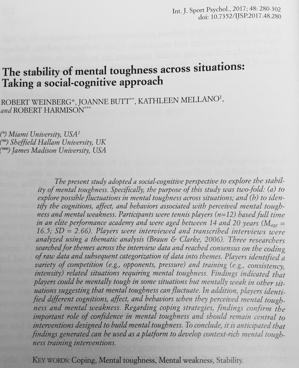 intjsportpsy's tweet photo. IJSP 3/2017 #mentaltoughness #coping @KathleenMellano @drbobharmison https://t.co/3f8BnQeLs1