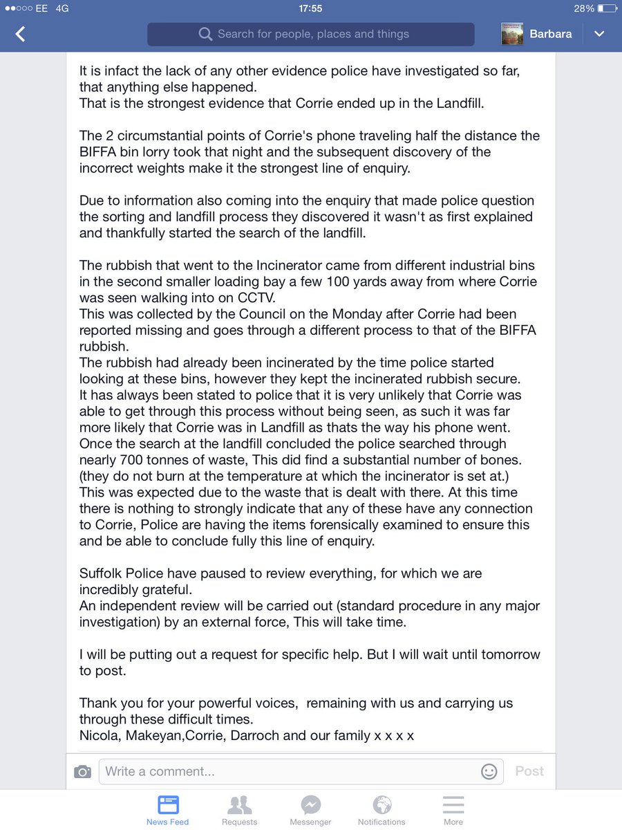 Latest update from #FindCorrie beautiful mum Nicola 💙