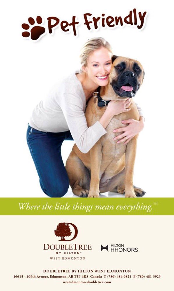 Coming to #YEG this summer? Bring your pet! The DoubleTree By Hilton West Edmonton is proud to be #PetFriendly!