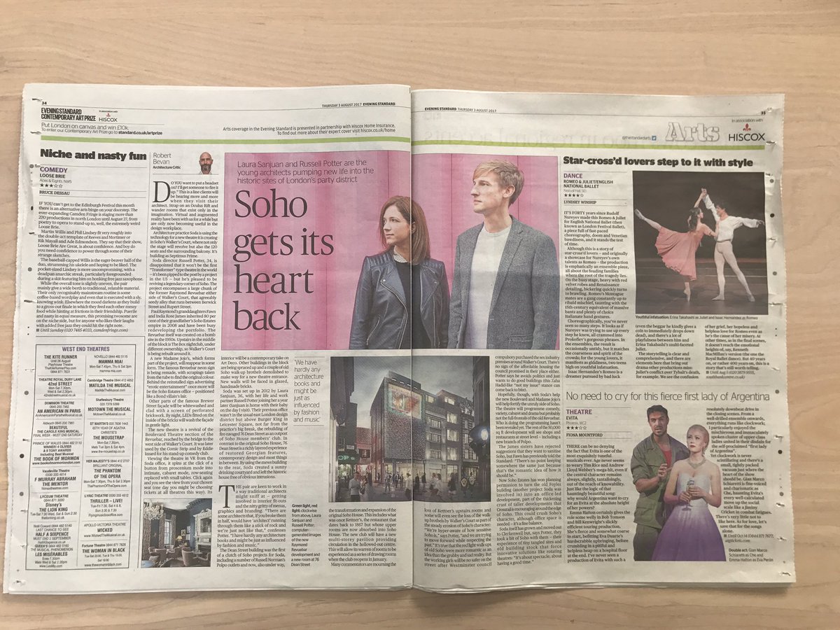 Here's me with <a href="/russellsoda/">Russell Potter</a> in today's <a href="/standardnews/">Standard News</a> . Pick up a copy on your way home p.34 !#soho #design #london #architecture