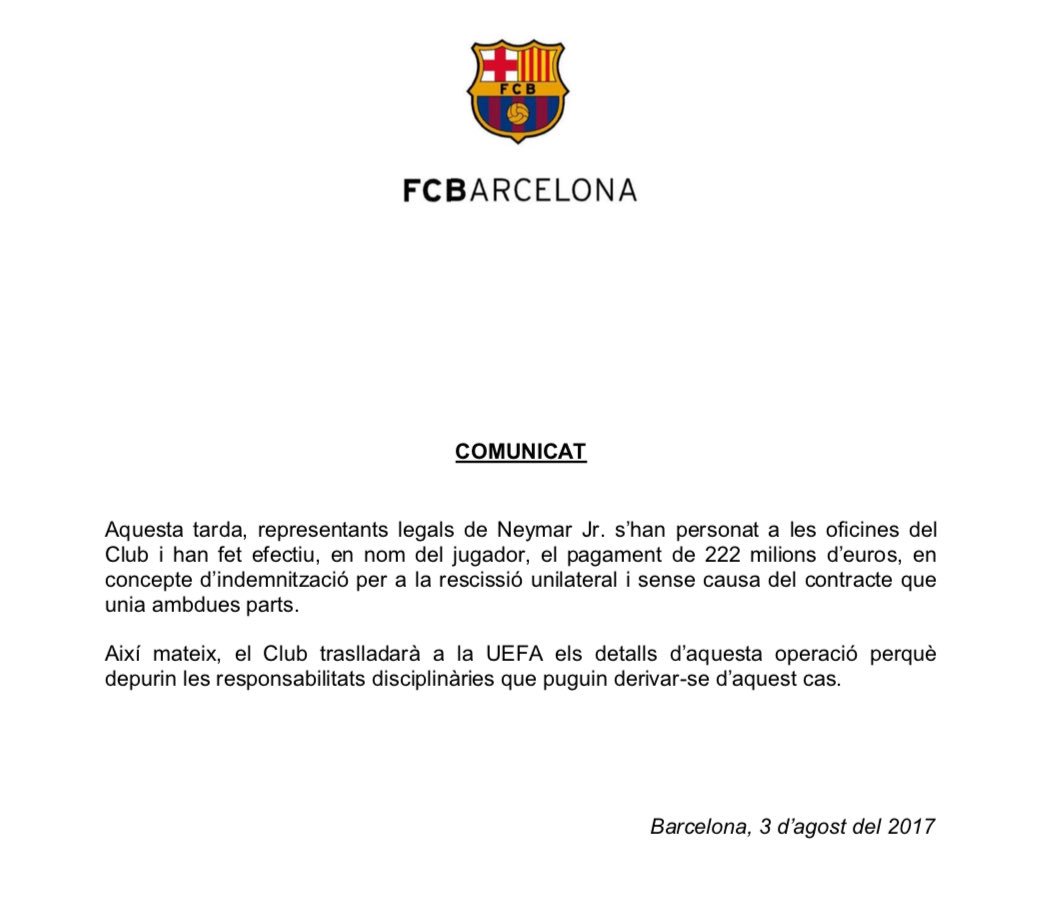 Los abogados del jugador acudieron al Barcelona para cancelarle directamente al club1.