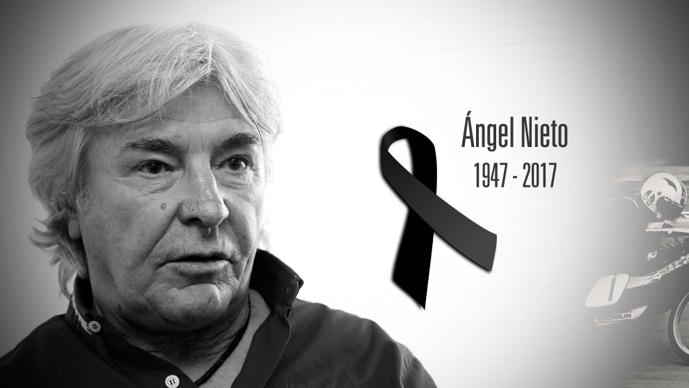 marca's tweet photo. Estamos consternados, fallece Ángel Nieto, icono del motociclismo mundial. ¡Siempre en nuestros corazones maestro! DEP https://t.co/PVS2M0lqwF