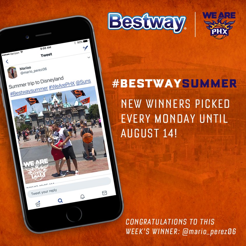 Suns's tweet photo. Congrats to this weeks #BestwaySummer winner @mario_perez06 enter and win a FREE prize pack from @bestway_official https://t.co/XOpcg0cAVb https://t.co/Iy5fc07TtN