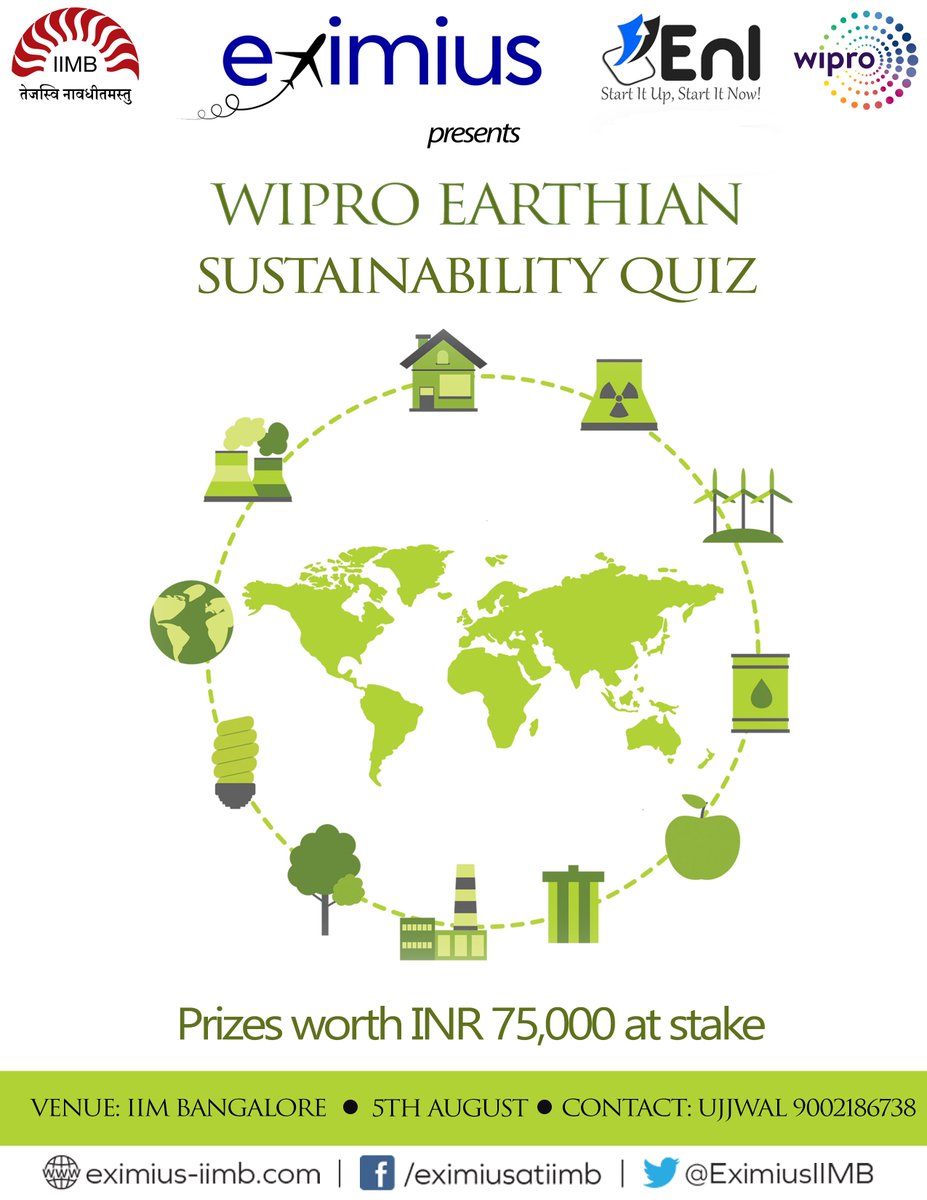 iimbEximius's tweet photo. Presenting "The @Wipro Earthian Sustainability Quiz"
For more details visit https://t.co/HijiZABwc3 β¦
#Eximius #KickstartAndFly https://t.co/x0zxz9Puuq