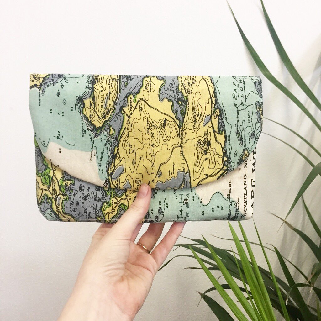 afternoonZA's tweet photo. Today's accessory: the Afternoon clutch. Made from an old tea towel printed with a map of Scotland! 🗺 #afternoonpatterns #afternoonclutch https://t.co/1HqgKGxwlg