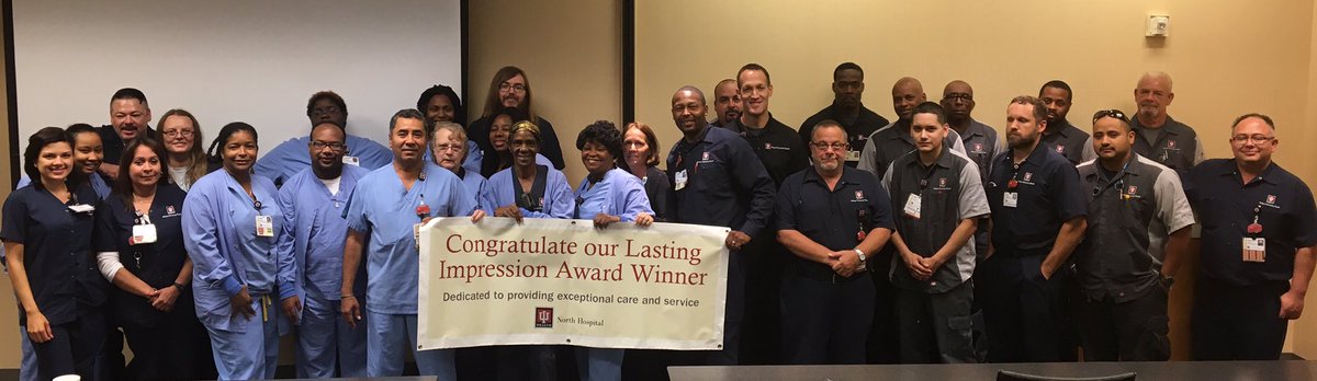 YousoAMAZING's tweet photo. So proud and inspired by our everyday heroes! Thank you EVS & Facilities Teams @IU_HealthNorth @IU_Health #LastingImpressionAward #IUHfive https://t.co/8hXZDNAgW4