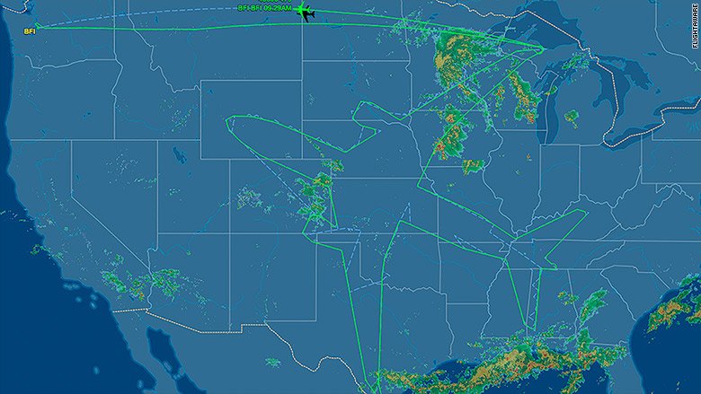 CNN's tweet image. With 18 hours to kill, Boeing spent a night drawing an airplane on the sky cnn.it/2vn76X1