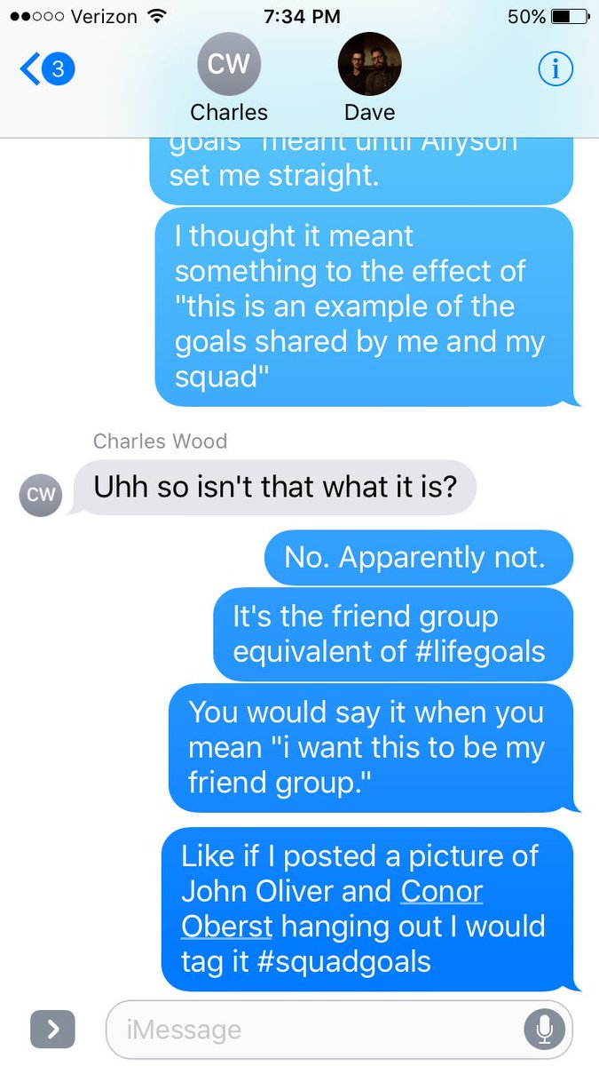 Me explaining what #squadgoals means...