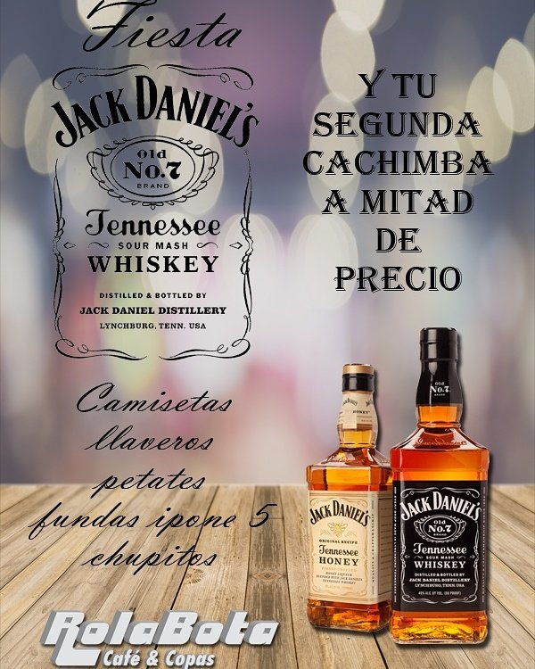 Este finde tus copas de Jack Daniels tienen premios... Y tu segunda cachimba a mitad de precio.. <a href="/Rolabota/">Rolabota Cafe&Copas</a>