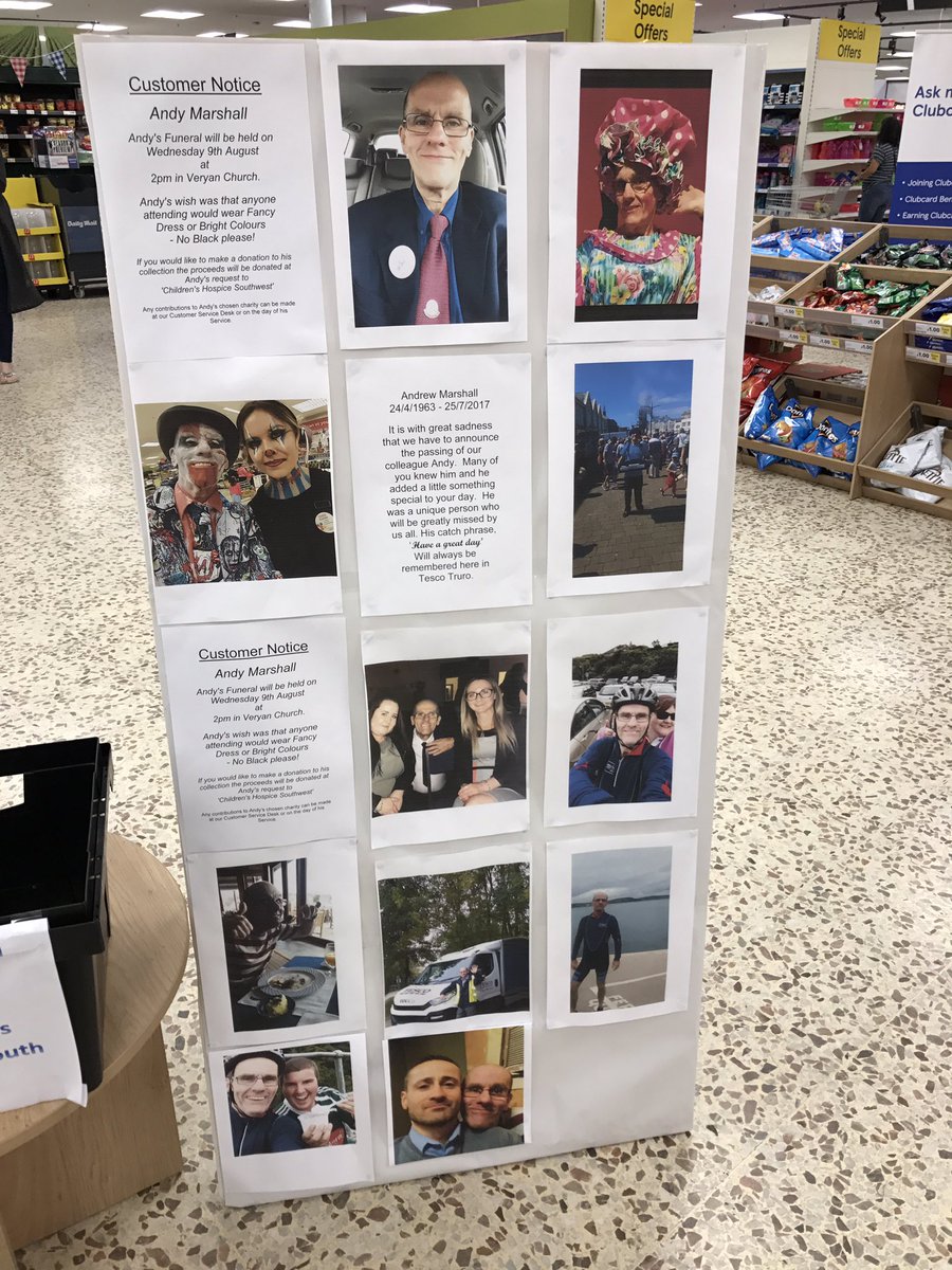 Popped in to <a href="/TescoTruro/">Tesco Truro</a> today and saw this in the doorway. What a great tribute, I hope the coming days are not too difficult for you all.