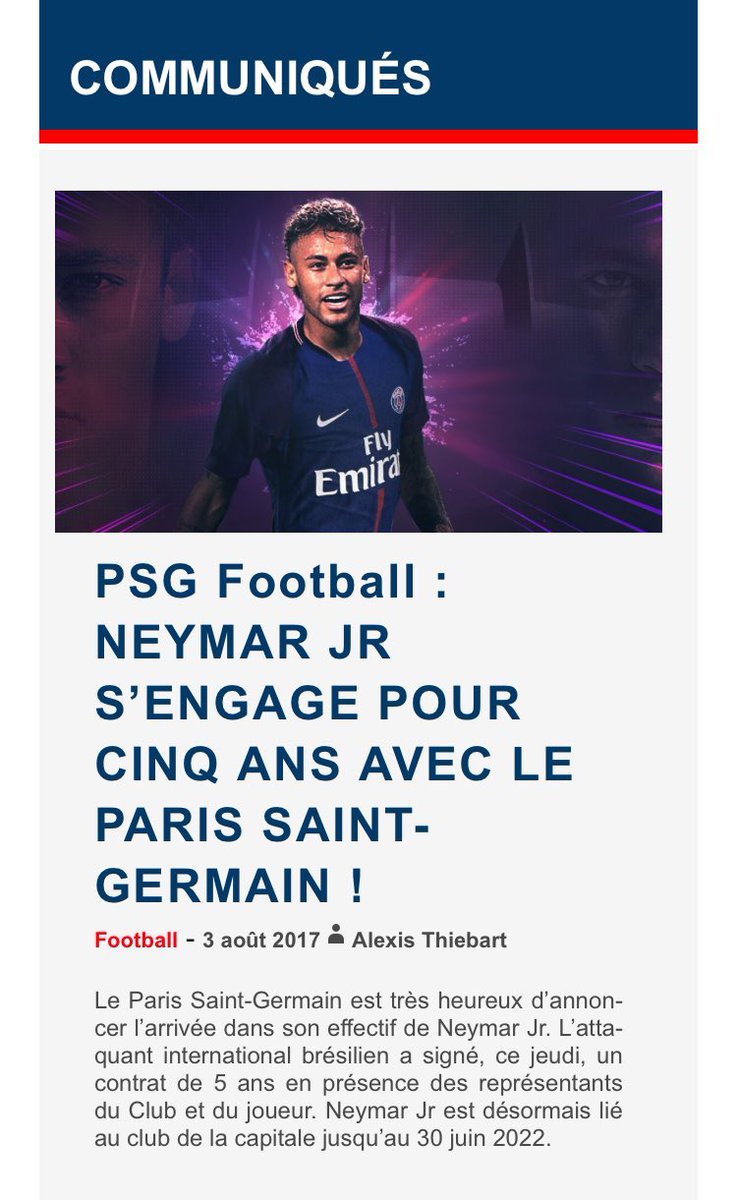 ActuFoot_'s tweet photo. Le communiqué du PSG ! #Neymar https://t.co/RC8ao76wnd