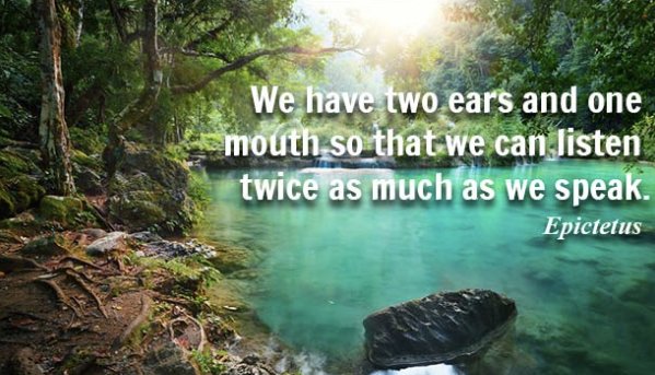 HCapra's tweet image. I enjoy listening, mostly. I like this saying much better than "In one ear, out the other!"