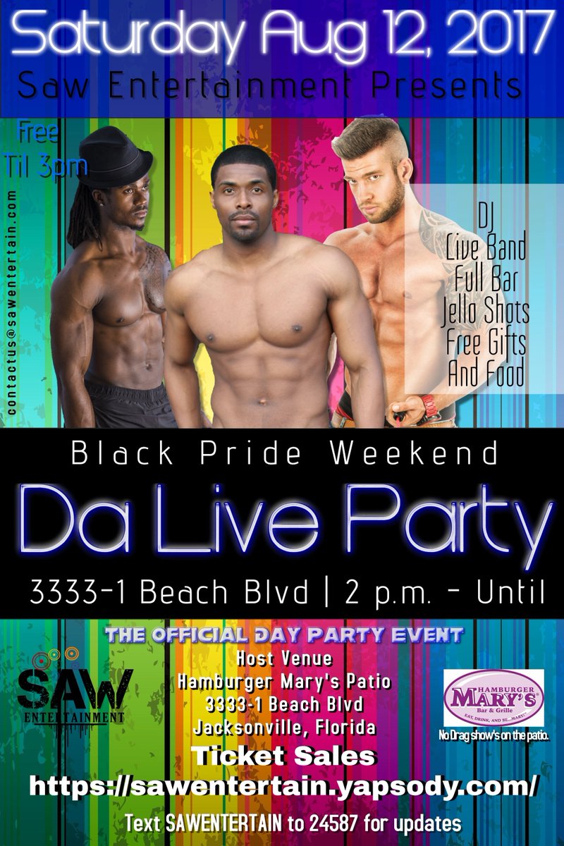 SawEntertain's tweet photo. #jacksonvilleblackpride #jacksonvillepride #gay #lesbian #bisexual #gayFlorida #equalityforeveryone #duval #daypartys #sawenterainment https://t.co/4NE7dIuwYf